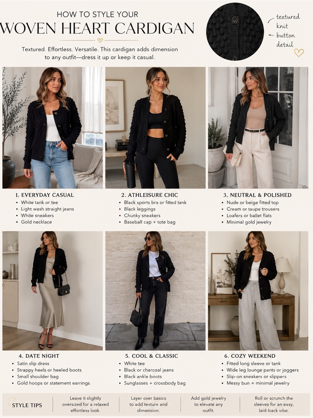 Black Button-Front Cable Cardigan Sweater V-Neck (M)